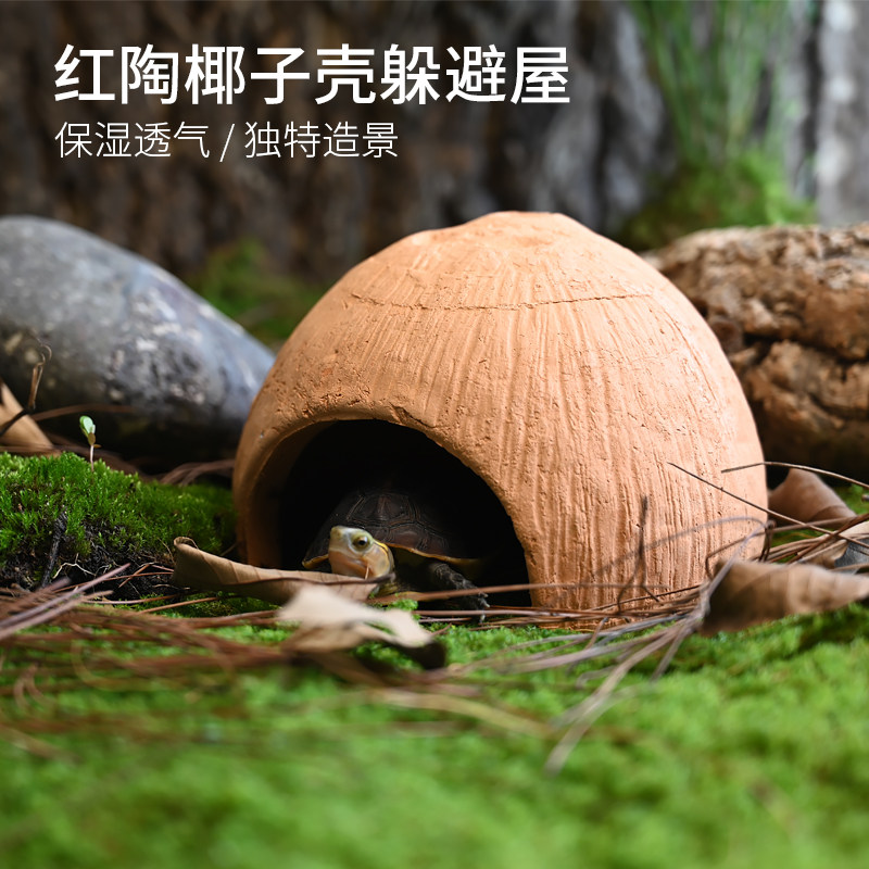 速发乌湿陶土加龟躲避洞穴爬宠黄缘半水龟陶瓷保湿躲态屋生避造景