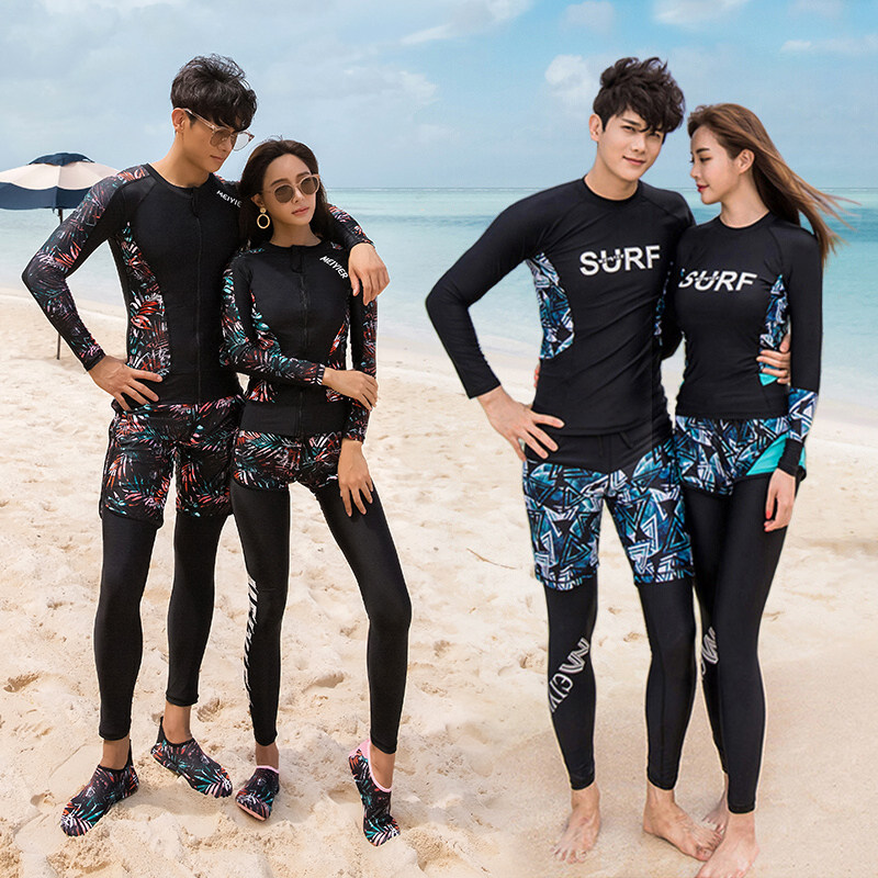 速发情侣潜水服分体水母衣男士防晒冲袖浮浪长潜大码漂流游