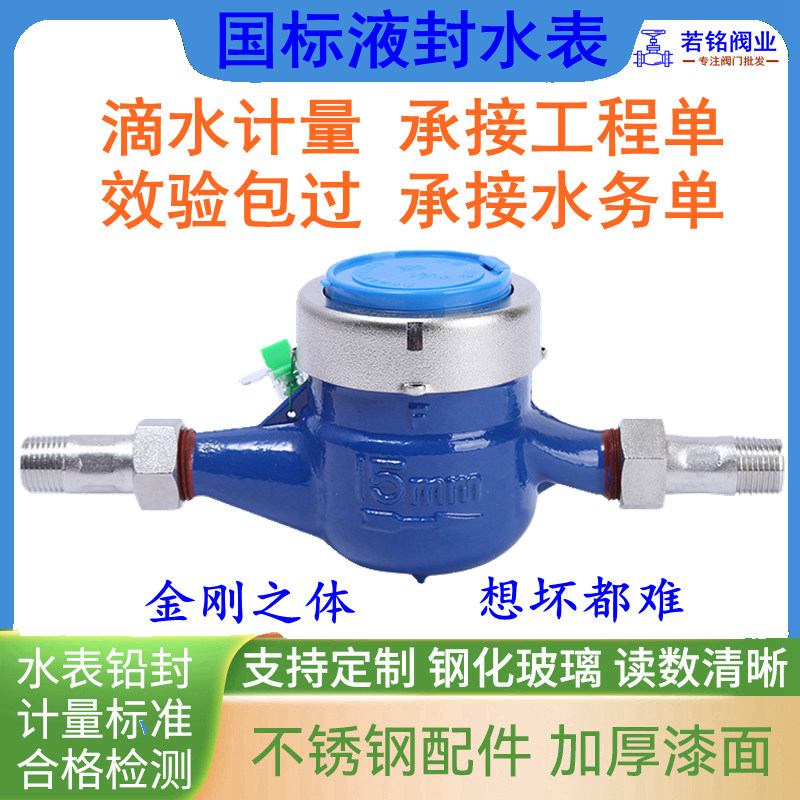 速发旋翼式水表4分6分水全自来1家用房 D15不锈钢寸铜防转流水表