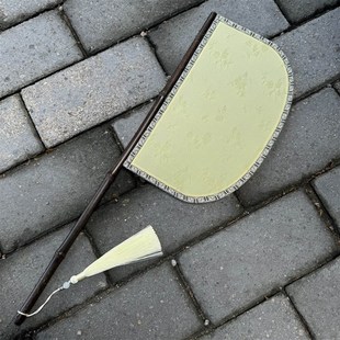 原创紫竹仿革丝长柄异形刀扇汉服装饰拍照走秀便面扇古风道具扇子