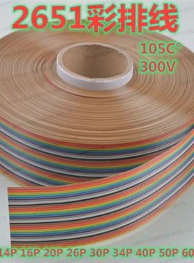 正标UL2651彩排线26AWG28号FC扁平排线IDC彩虹排线连接线1012030P
