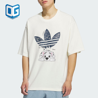 Adidas/阿迪达斯正品三叶草男士透气日常趣味印花休闲短袖KG6683
