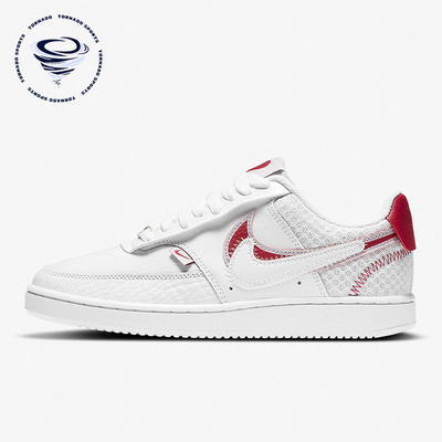 Nike/耐克正品CourtVision1双钩新款女经典白红色板鞋CI7827-100