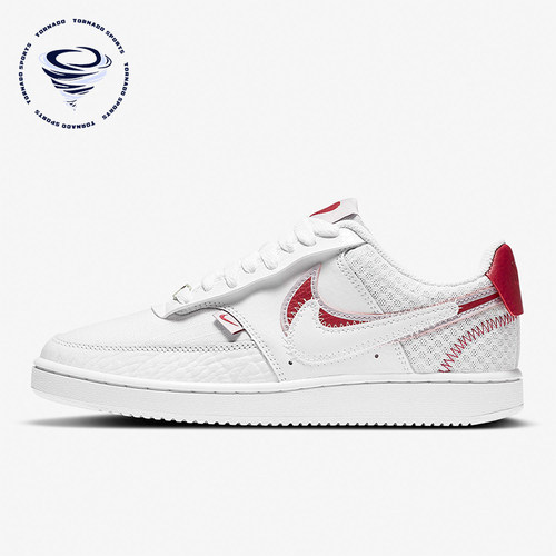 Nike/耐克正品CourtVision1双钩新款女经典白红色板鞋CI7827-100