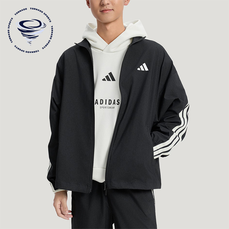 Adidas/阿迪达斯正品2026春季款男士立领经典运动印花外套KR2548 - 实物图