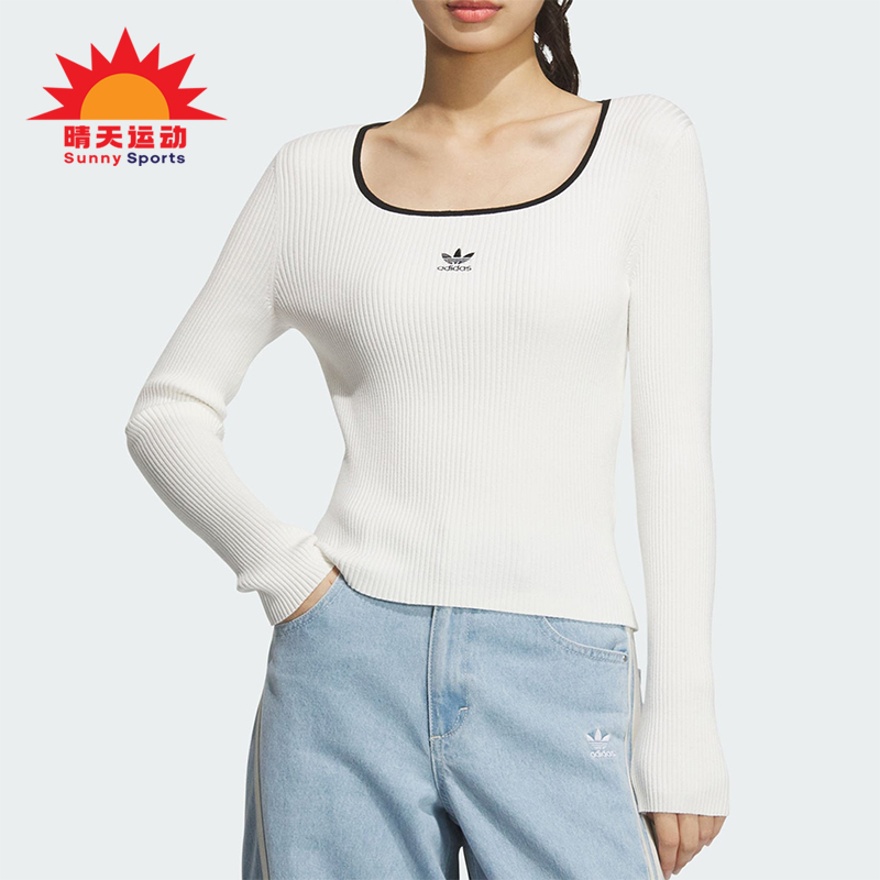 阿迪达斯女士简约针织户外T恤