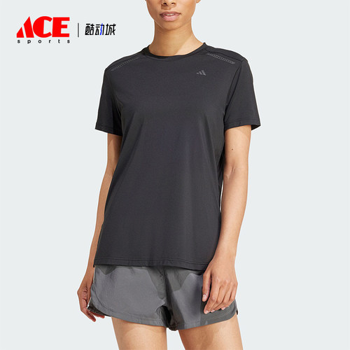 阿迪达斯女士圆领透气运动短袖