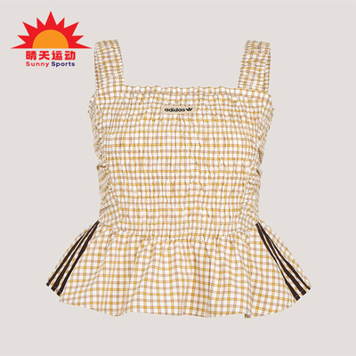 Adidas/阿迪达斯正品三叶草女士运动时尚潮流格纹背心T恤KX7036