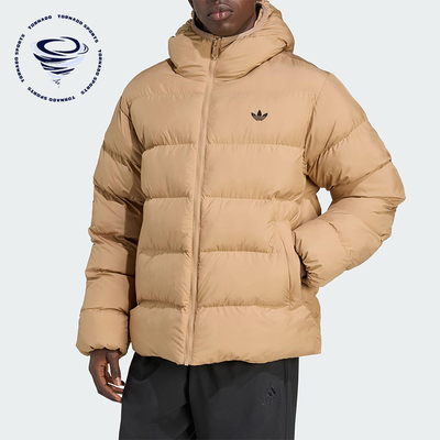 Adidas/阿迪达斯正品三叶草男士运动连帽保暖梭织面包棉服JX4121