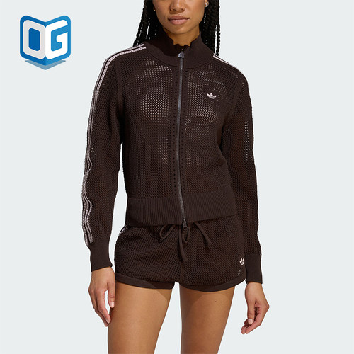 Adidas/阿迪达斯正品三叶草女士休闲立领针织透气开衫外套KE0202