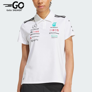 图案翻领POLO衫 Adidas 女士透气经典 阿迪达斯正品 JV5741 2025新款