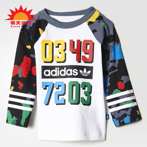 Adidas/阿迪达斯正品三叶草印花长袖T恤经典新款长袖T恤AY8559