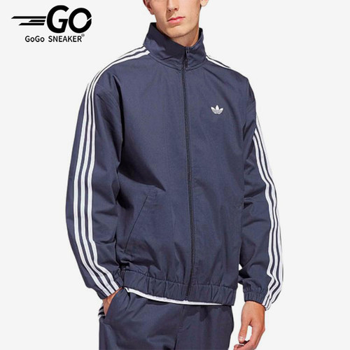 Adidas/阿迪达斯正品三叶草男蓝色夹克经典条纹夹克外套KS8221