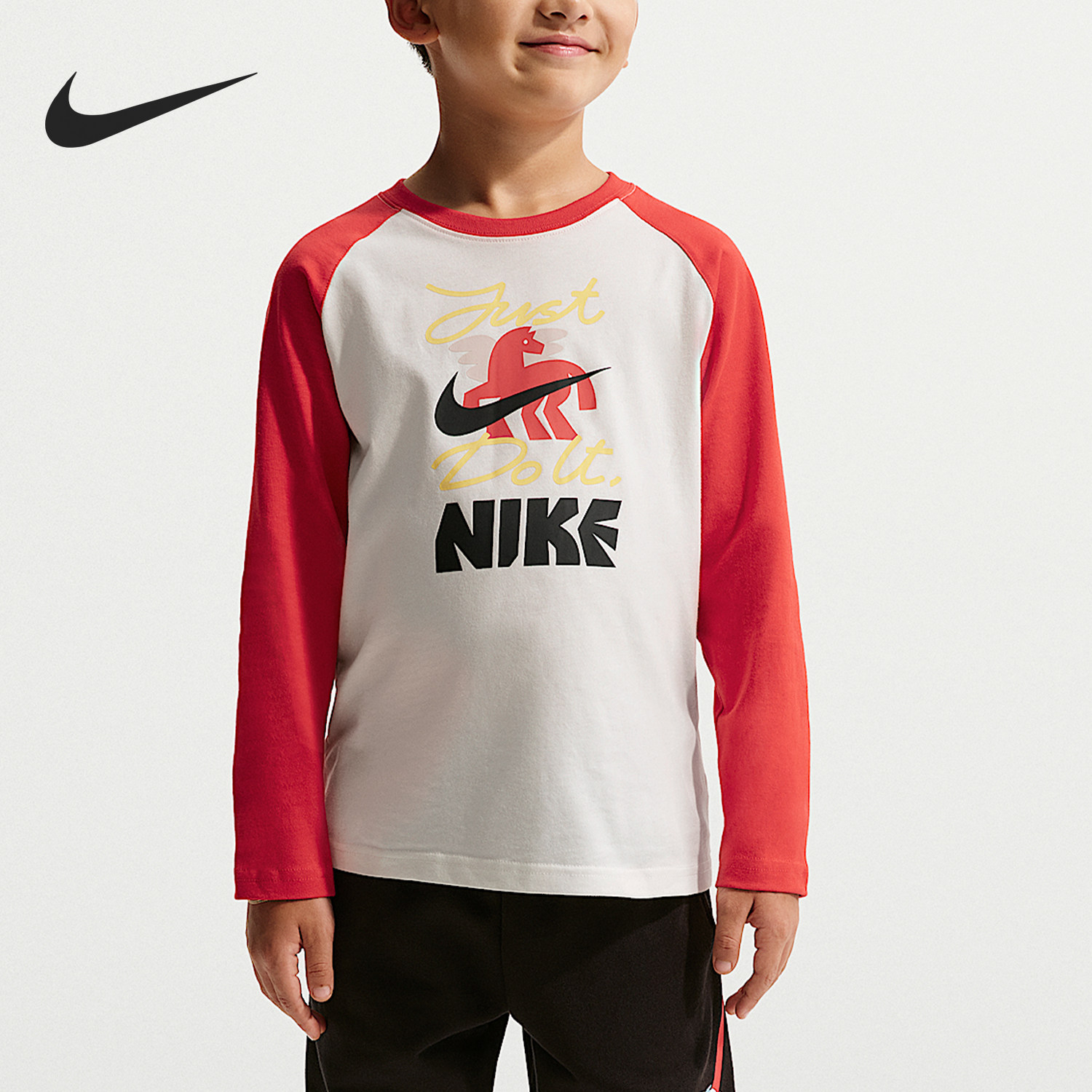 Nike/耐克正品Sportswear小童休闲圆领拼接长袖上衣IV4757-133,童装/婴儿装/亲子装,T恤,淘宝优惠券,粉丝福利购,淘宝优惠卷