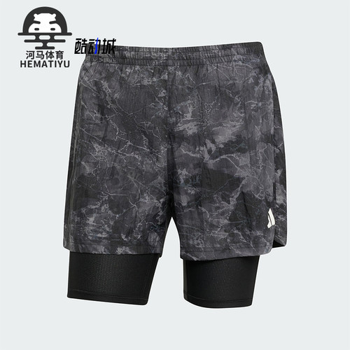 Adidas/阿迪达斯正品2025夏季款男士透气跑步二合一短裤JN9680