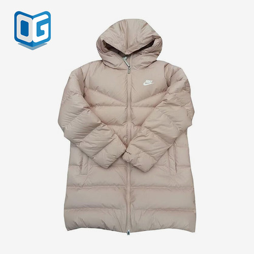 Nike/耐克正品中长款连帽羽绒服新款女经典粉色羽绒服DQ6874-601