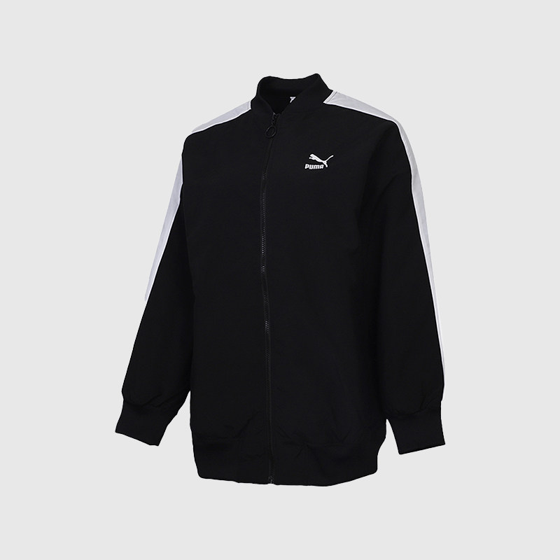 Puma/彪马正品新款女子立领中长款宽松棒球服外套T7夹克 530275
