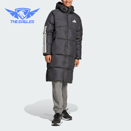 Adidas/阿迪达斯正品新款男士保暖长款600蓬连帽羽绒服JG3840