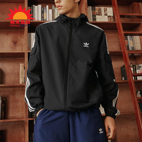 Adidas/阿迪达斯正品三叶草男女拉链经典运动连帽夹克外套KB1945