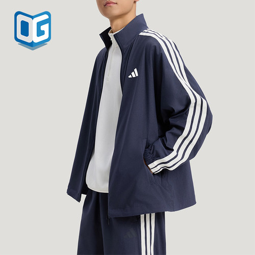 Adidas/阿迪达斯正品2026春季款男士立领经典印花休闲外套KR2547