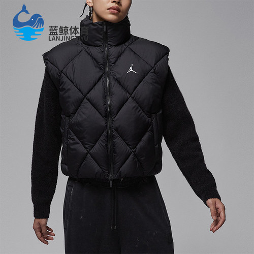 Nike/耐克正品JORDAN女士休闲立领保暖无袖拉链棉马甲HV0414-010