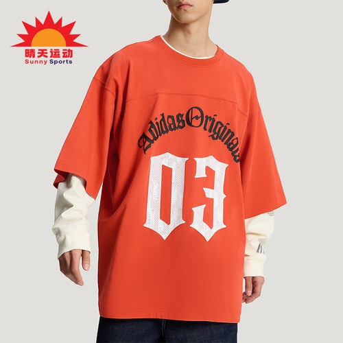 Adidas/阿迪达斯正品三叶草男士亲肤宽松个性时尚印花T恤KR0407