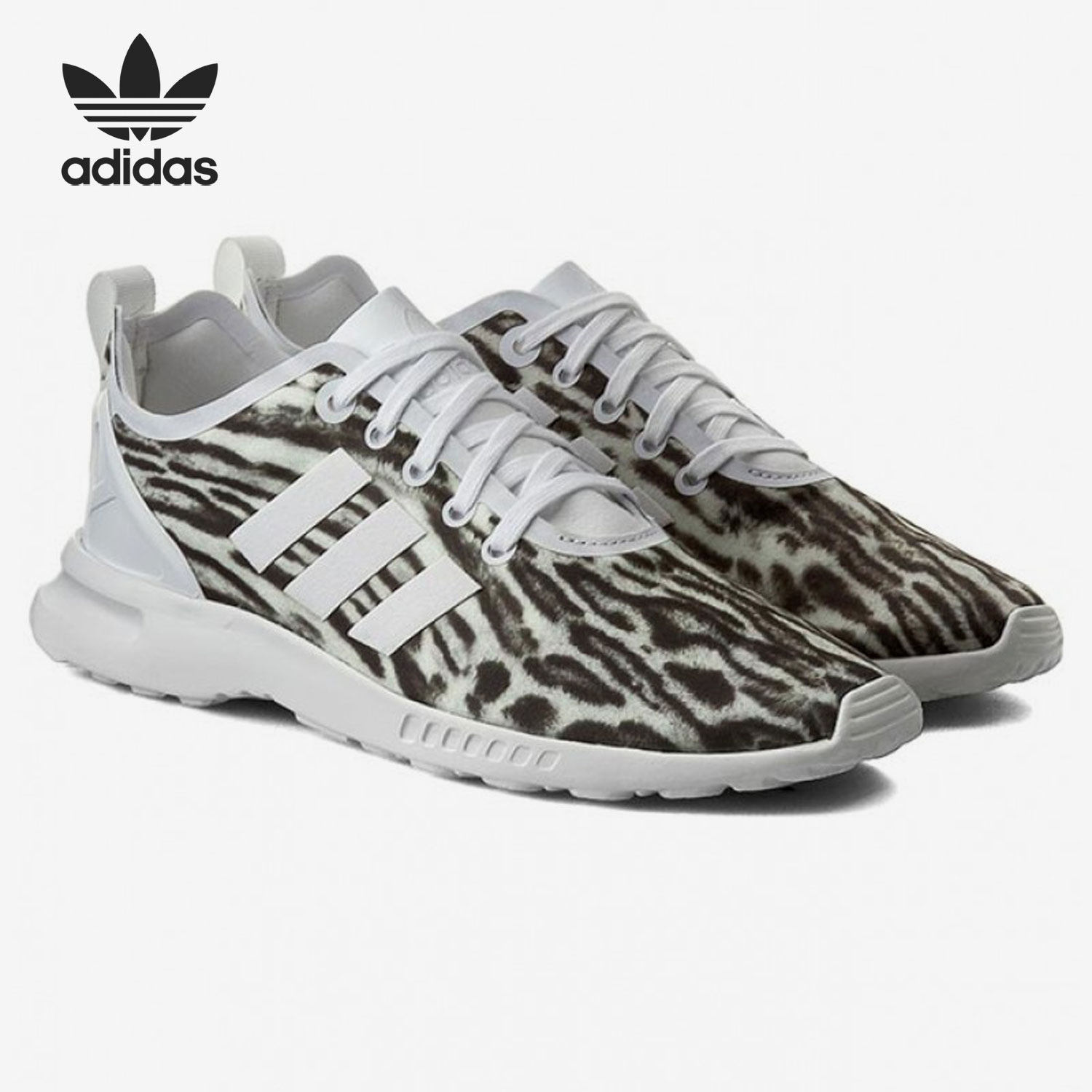 Adidas/阿迪达斯官方正品三叶草ZX FLUX女子豹纹运动休闲鞋AQ5645
