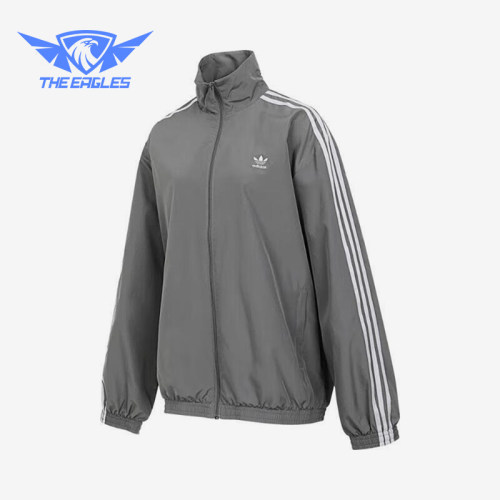 Adidas/阿迪达斯正品三叶草女士经典三条纹梭织翻领外套JD3394