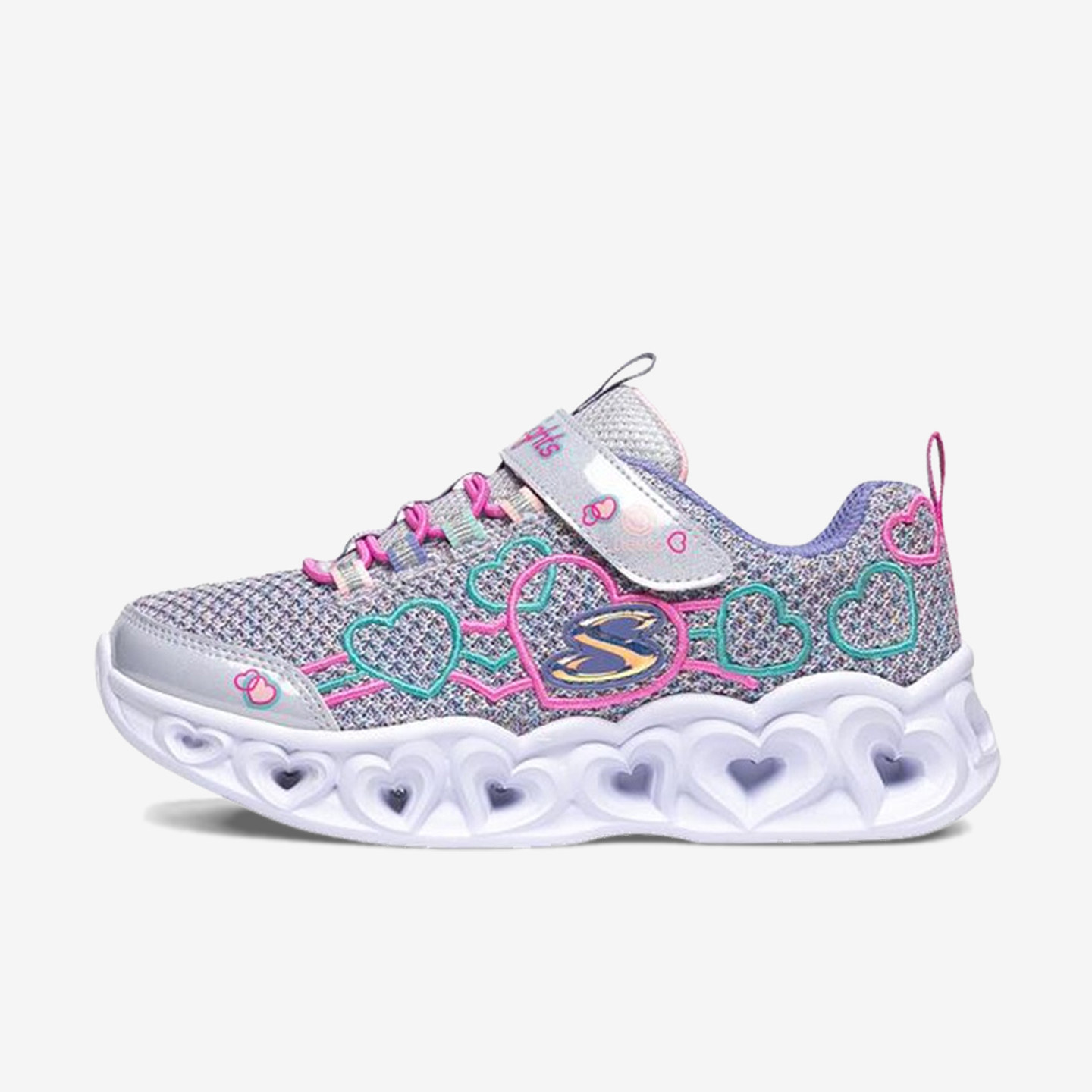 Skechers斯凯奇正品Heart Lights青少年防滑休闲鞋302080L-PWMT