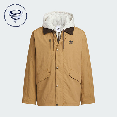 Adidas/阿迪达斯正品三叶草男士休闲连帽保暖二合一棉服KW1241