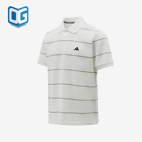 Adidas/阿迪达斯正品新款男白灰色条纹翻领短袖Polo衫KS0420