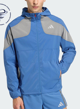 Adidas/阿迪达斯正品2025冬季款男士运动连帽拼接跑步外套KB1492