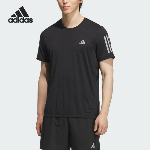 Adidas/阿迪达斯正品2025男士透气训练跑步运动短袖JY6982