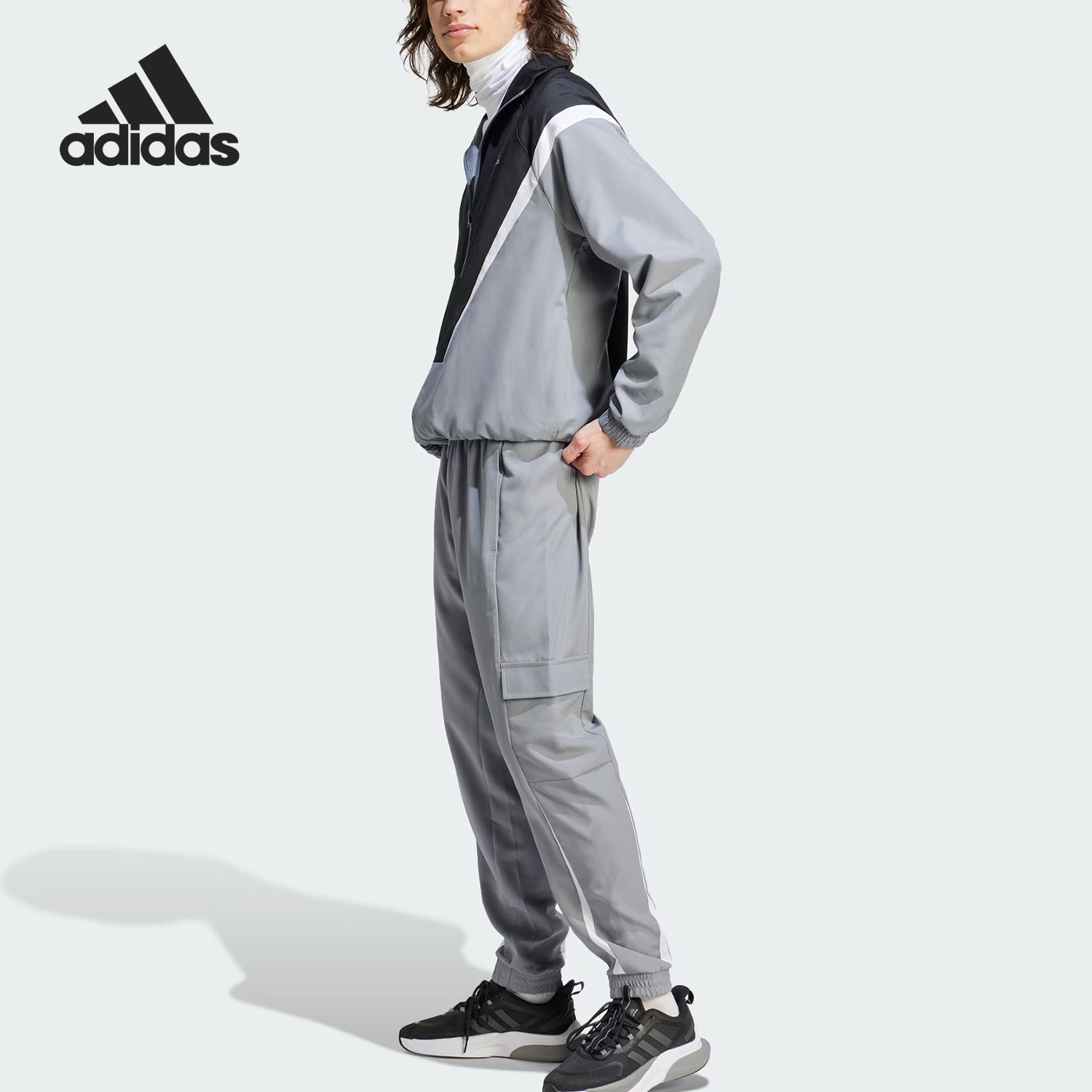 Adidas/阿迪达斯正品新款男士拼接时尚长袖长裤套装IJ6072