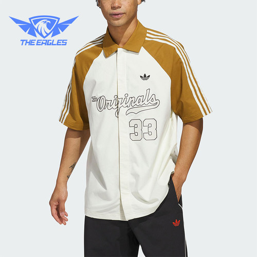 Adidas/阿迪达斯正品三叶草男士宽松梭织经典三条纹衬衫JM0513