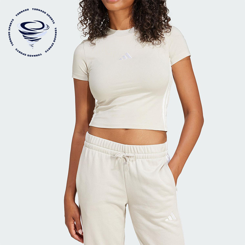 Adidas/阿迪达斯正品2025春夏新款女士经典针织修身短袖JE1247 - 实物图