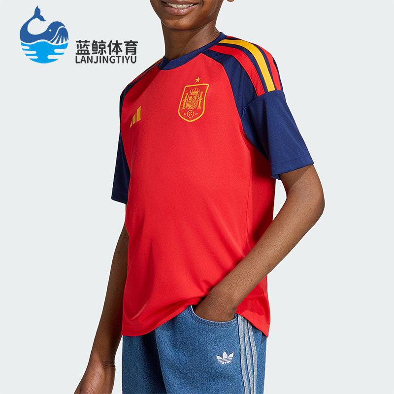 Adidas/阿迪达斯正品夏季大童休闲圆领训练足球球衣短袖T恤JZ5755