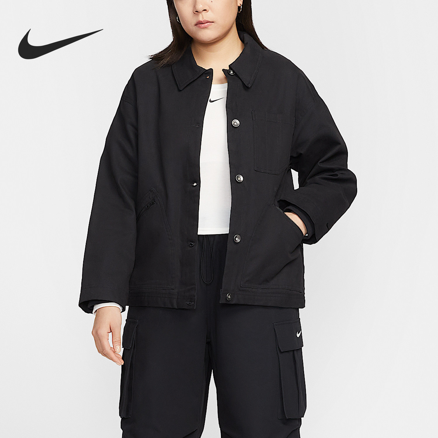 Nike/耐克正品春秋款女士休闲宽松摇粒绒拼接工装外套IQ0087-010,运动服/休闲服装,运动茄克/外套,淘宝优惠券,粉丝福利购,淘宝优惠卷