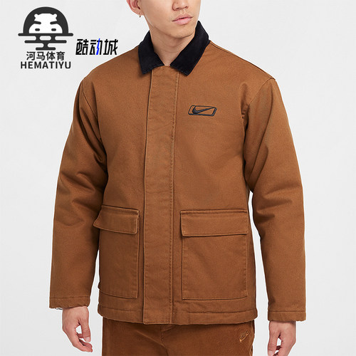 耐克男士工装翻领运动保暖棉服