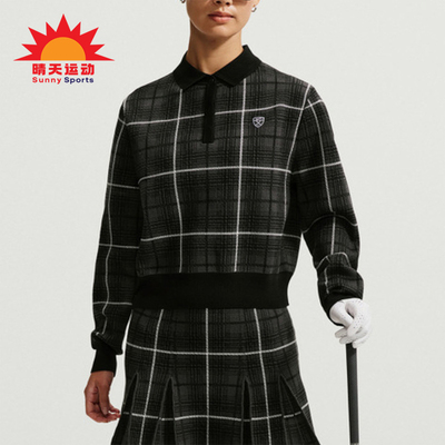 Nike耐克正品女拼色长袖高尔夫运动休闲翻领衫IQ2694-010