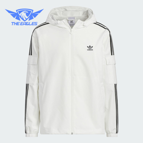 Adidas/阿迪达斯正品三叶草男女同款休闲三条纹梭织外套KB1944