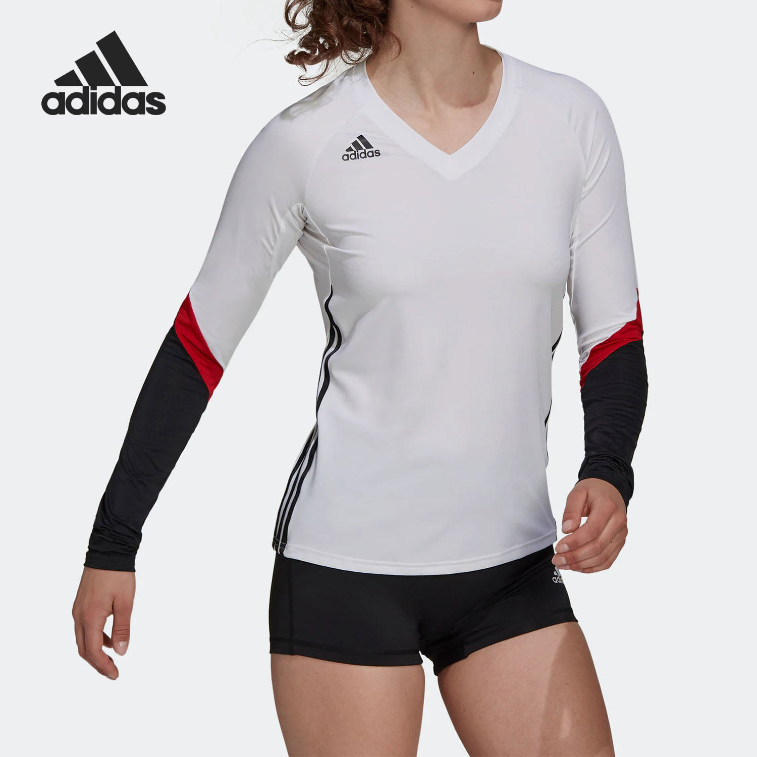 Adidas/阿迪达斯正品当季新款排球女子运动V领长袖T恤H20872