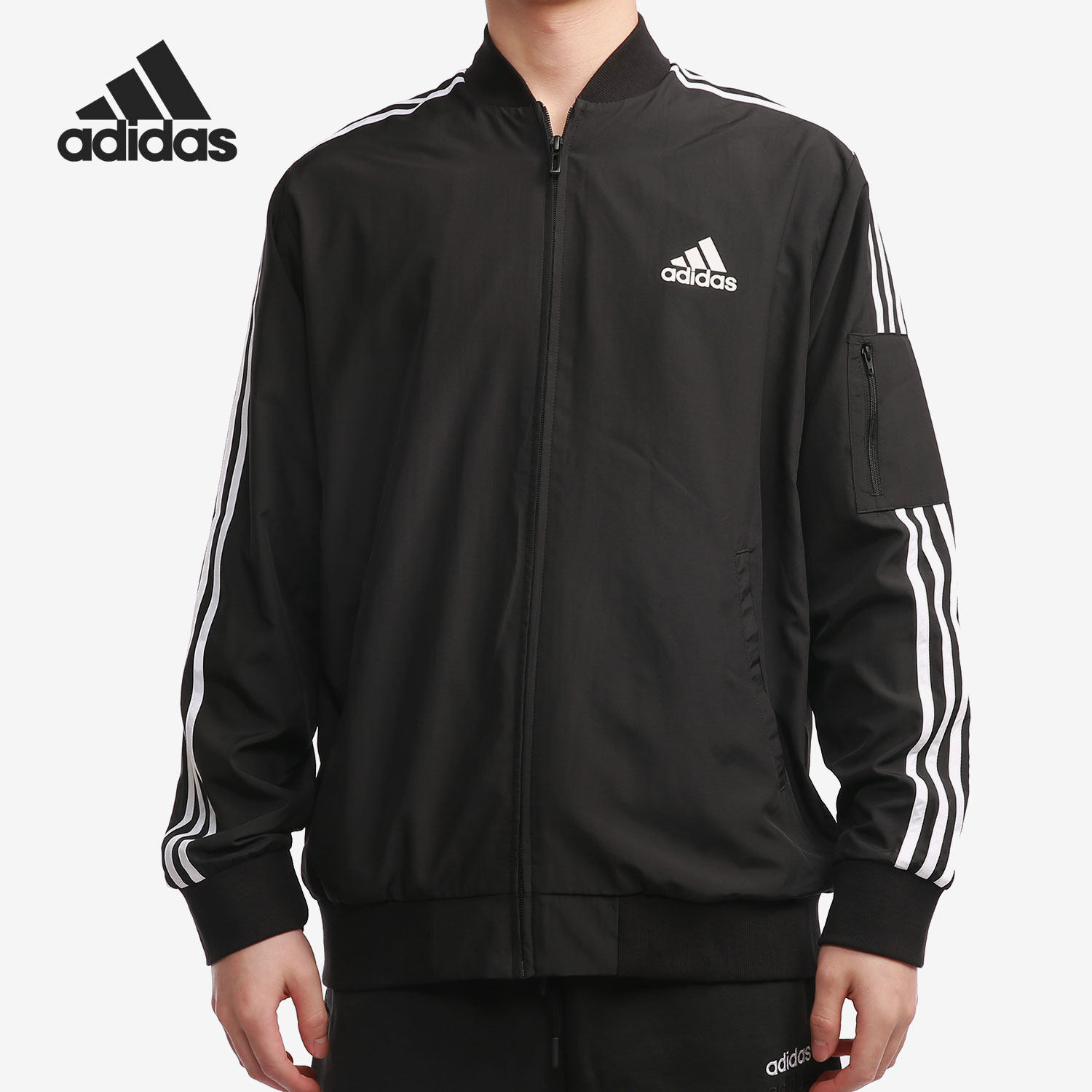 Adidas/阿迪达斯空军黑男子休闲运动防风透气梭织棒球外套GV5254