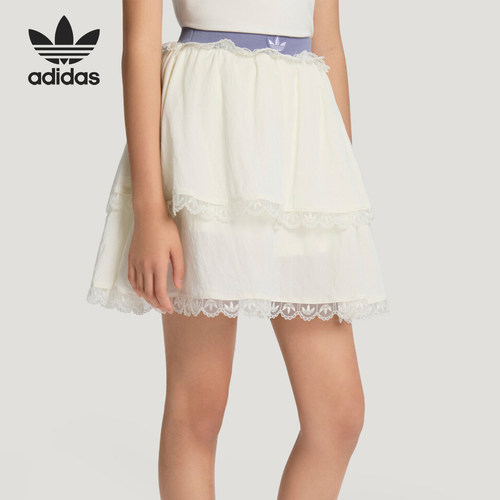 Adidas/阿迪达斯正品三叶草大童甜美蕾丝时尚蛋糕短裙LF9107