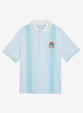 Puma/彪马正品夏季新款男女同款宽松条纹短袖Polo衫628233-02