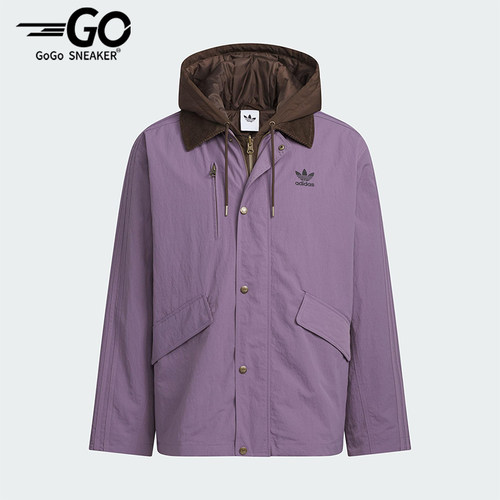 Adidas/阿迪达斯正品三叶草男士休闲连帽二合一复古棉服KW1240
