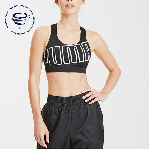 Puma/彪马正品新款女黑白色健身训练贴合运动内衣518289-08