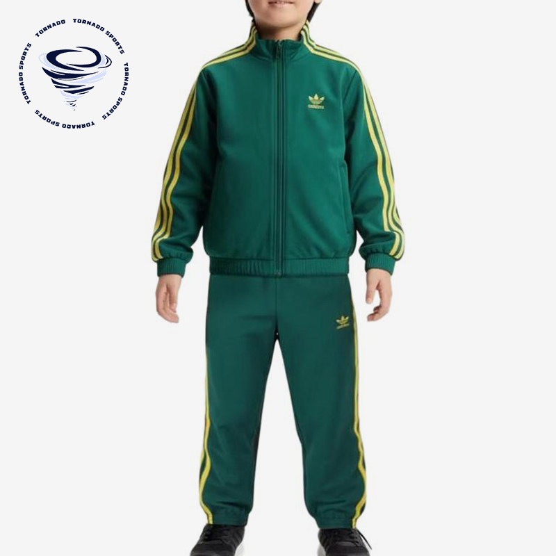Adidas/阿迪达斯正品三叶草儿童条纹拉链立领经典休闲长裤KW1293