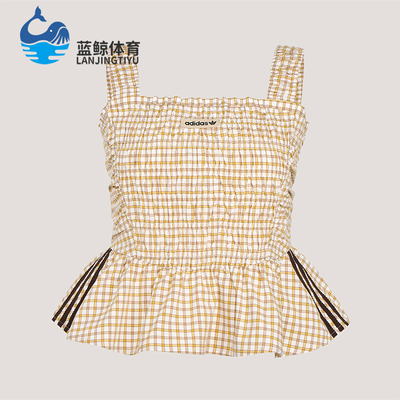 Adidas/阿迪达斯正品三叶草女士运动时尚潮流格纹背心T恤KX7036
