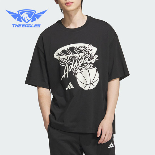 Adidas/阿迪达斯正品2025夏季款男女图案经典篮球印花短袖KD4293